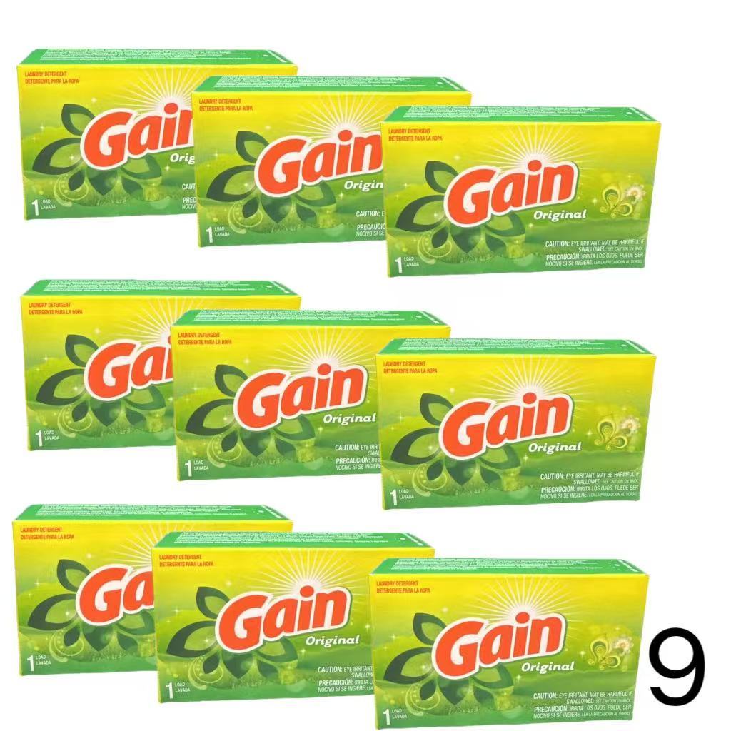 Gain Original Scent Laundry Detergent 1.3 oz Single-Load Portion, Fresh-Scented Stain-Cleaning Laundry Soap with 3, 6 or 9 Quantity Options