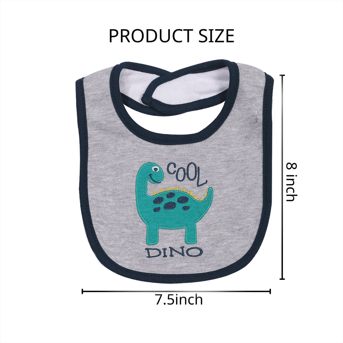 Embroidered Baby Feeding Bibs 5-Pack, Soft Absorbent Cotton Outer Layer with Cartoon Designs for Infant Mealtimes and Drool, Boys and Girls