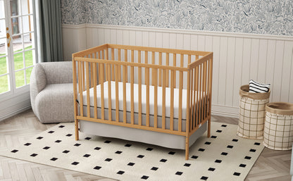 5-in-1 Convertible Crib by Goldzone, New Zealand Pine Wood Baby Crib with 4 Adjustable Mattress Heights, Toddler, Daybed and Full-Bed Options