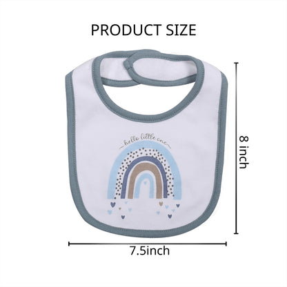 Embroidered Baby Feeding Bibs 5-Pack, Soft Absorbent Cotton Outer Layer with Cartoon Designs for Infant Mealtimes and Drool, Boys and Girls