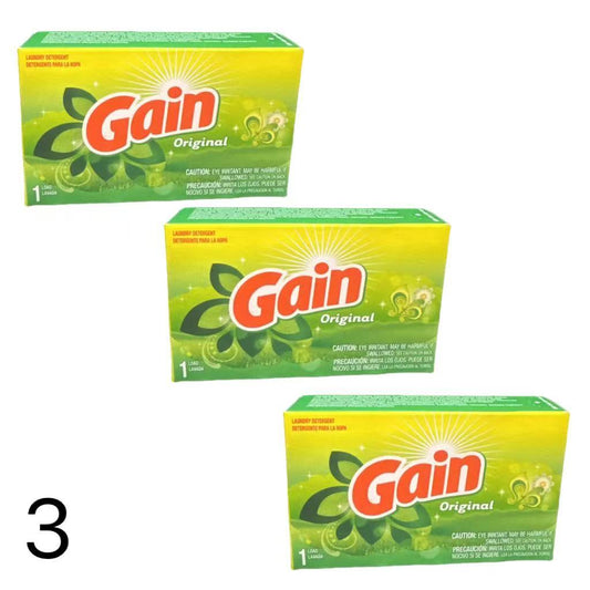 Gain Original Scent Laundry Detergent 1.3 oz Single-Load Portion, Fresh-Scented Stain-Cleaning Laundry Soap with 3, 6 or 9 Quantity Options