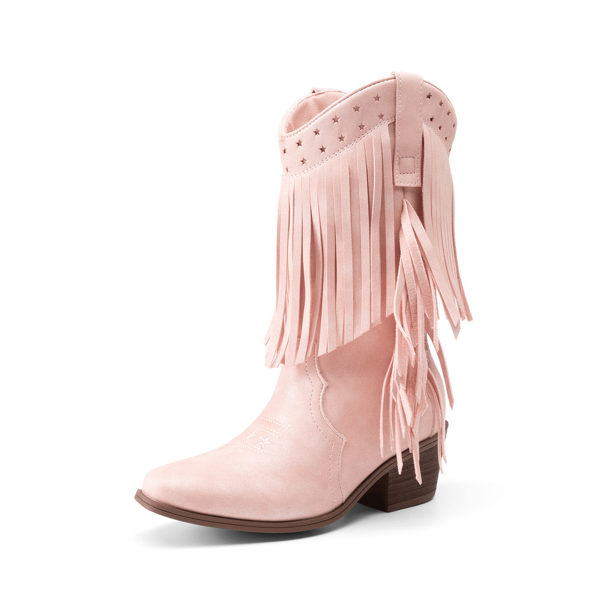 Tassel Fringe Western Ankle Boots for Girls - Star Cutout Cowgirl Boots with Soft Lining, Stable Heel, Easy Slip-On for Parties, Playtime & Dress-Up Fun