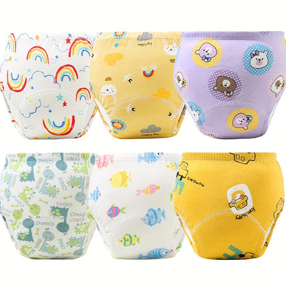 Cotton Toddler Diaper Training Pants 6-Pack with Underwater World or Pink Bunny Prints, Washable Reusable Absorbent Learning Underwear in Weight-Based Sizes