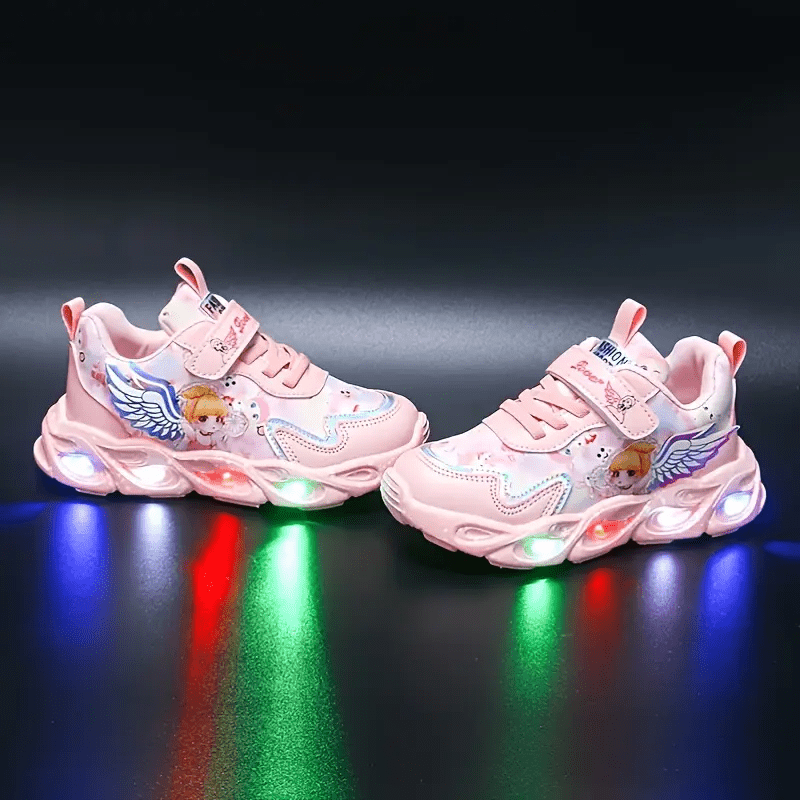 LED Light-Up Sneakers for Girls - Glow-in-the-Dark Casual Running Shoes, Fun Princess Style Light Up Shoes for Little Girls, Lightweight Everyday Wear