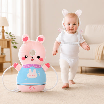 Toddler Plush Back Cushion Backpack with Adjustable Straps, Soft Cartoon Animal Wearable Pad for Crawling and Early Walking in Seven Animal Designs