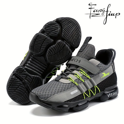 Kids Knit Mesh Running Shoes by FANGFIUP, Breathable Lightweight Round-Toe Sneakers for Boys' Active Play, Training and Everyday Outings