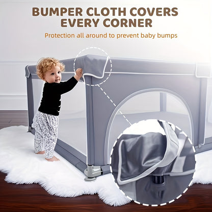 Mesh Baby Play Yard with 47.24 x 47.24 Inch Play Space, Indoor Outdoor Baby Playpen Fence for Toddlers in Grey or Black