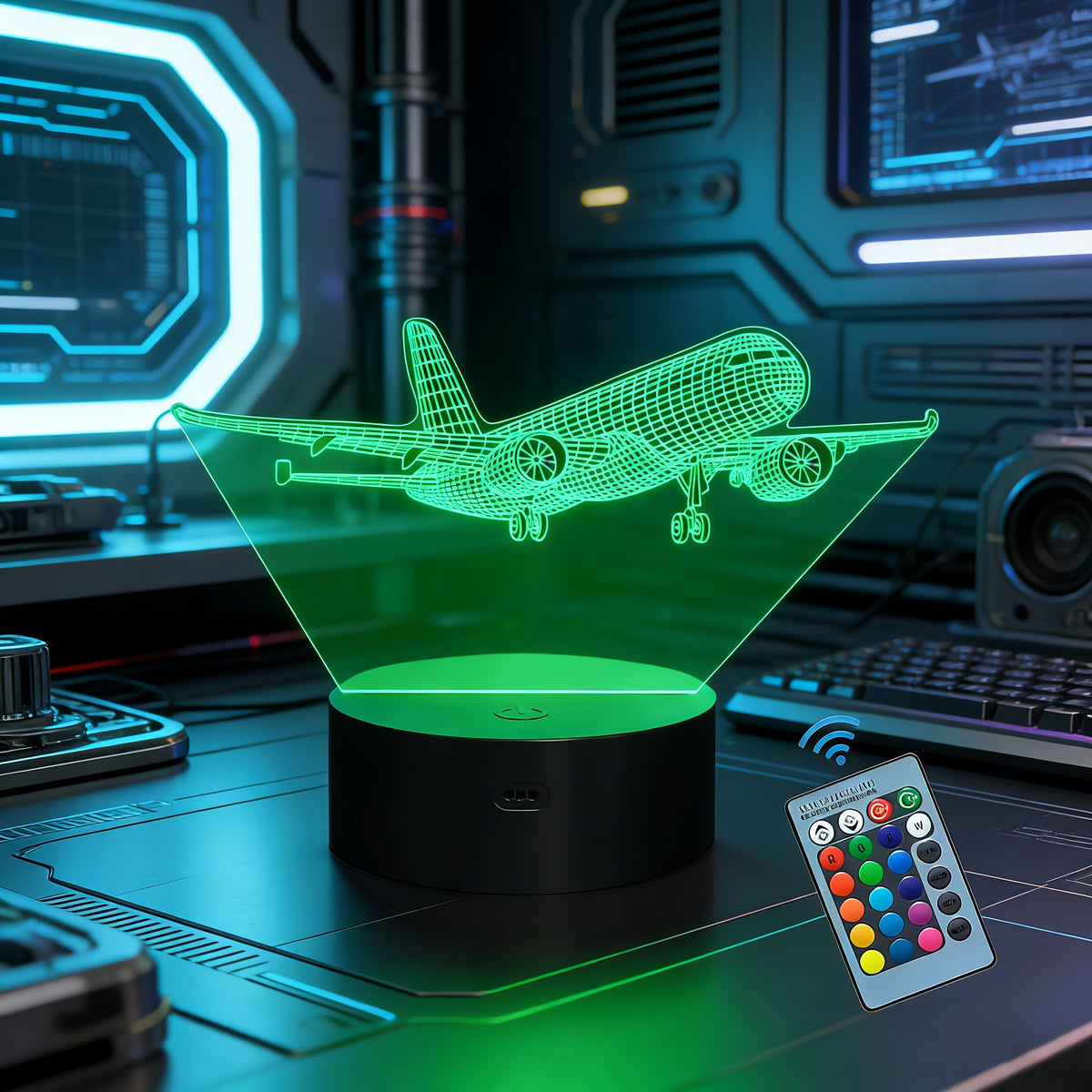 Airplane Night Light with 3D Illusion Design, 16 Touch-Control Color Options and Plug-In Base for Bedroom or Nursery Decor Gifts