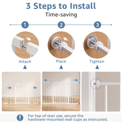 Pressure Mount Baby Gate with Auto-Close Door, No-Drill Metal Safety Barrier for Doorways and Hallways, One-Hand Opening and 29-48 Inch Width Options