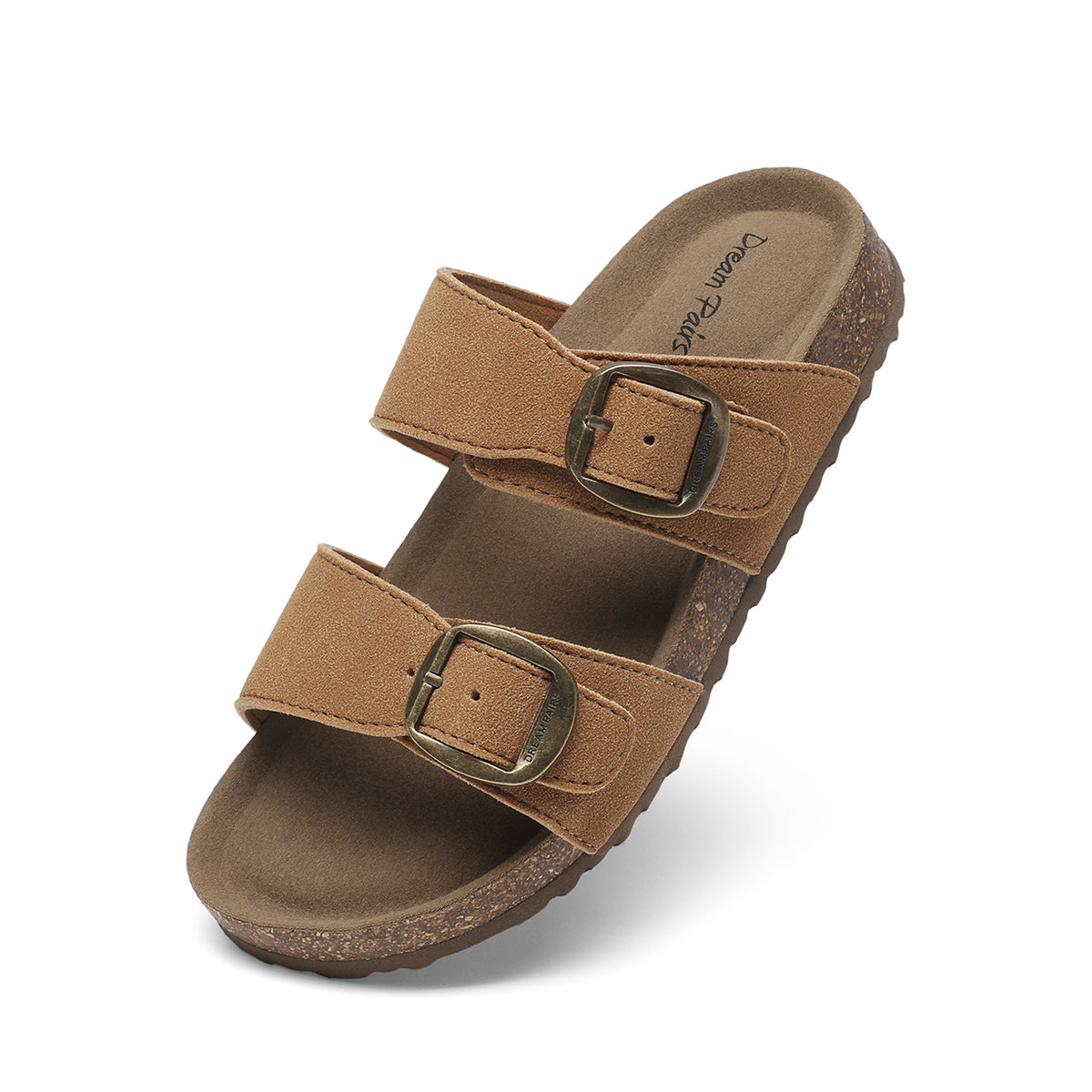 Kids Adjustable Slide Sandals with Non-Slip Strap, Flexible Outsole and Padded Midsole for Indoor & Outdoor Wear, Toddler to Big Kid Sizes in Beige, Camel & Brown