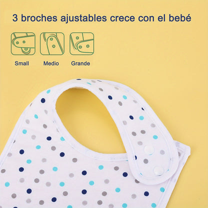 Snap-Closure Bandana Drool Bib Set for Babies 0–36 Months, Absorbent Adjustable-Fit Feeding Bibs for Boys and Girls for Daily Wear