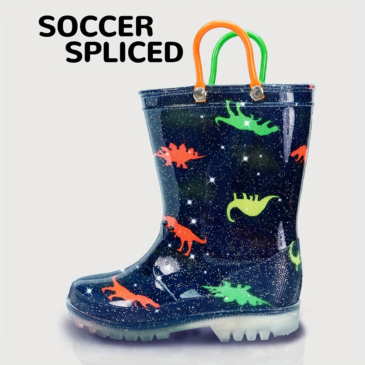 Kids Cartoon Rain Boots in Black, Easy-to-Carry Rainy-Day Footwear for Outdoor Play, with US 8 Toddler, US 12–13 Little Kid and US 1–3 Big Kid Size Options