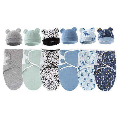 Newborn Blanket and Hat Set for 0 to 3 Months, Coordinated Baby Wrap and Cap in Multiple Color and Print Styles for Coming-Home Photos and Gifting
