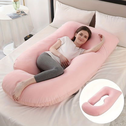J-Shaped Full Body Pregnancy Pillow, 62-Inch Maternity Pillow with Removable Pillowcase, Large Size Back to Leg Support for Comfortable Pregnancy Sleep, Great Baby Shower and Holiday Gift
