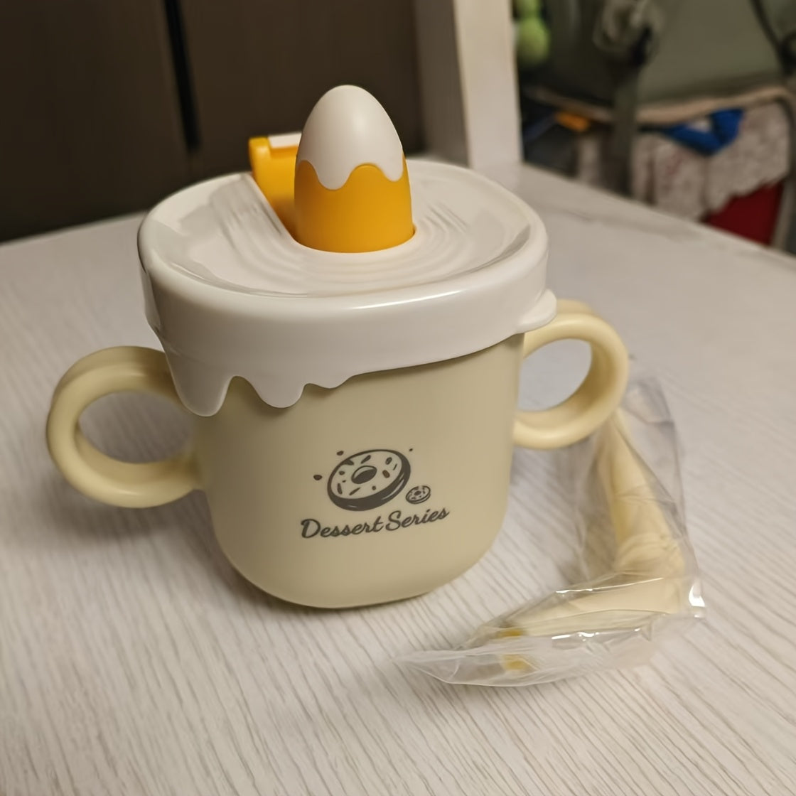 Toddler Straw Cup with 316 Stainless Steel Liner, 8.79 oz Handled Sippy Cup with Measurement Scale in Butter Yellow or Apple Green for Daily Drinks