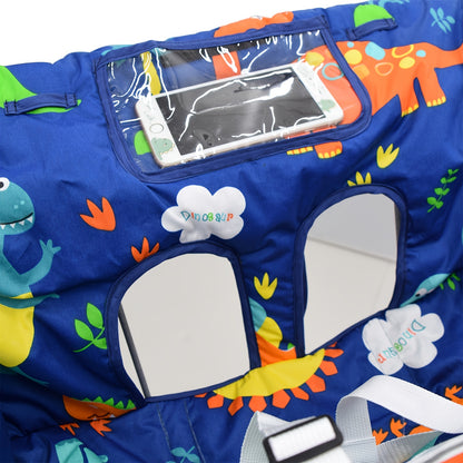 Cartoon Shopping Cart Seat Cover for Baby, Thick Padded High Chair Cushion with Front and Back Straps, Compact Carry Bag and Machine-Washable Design