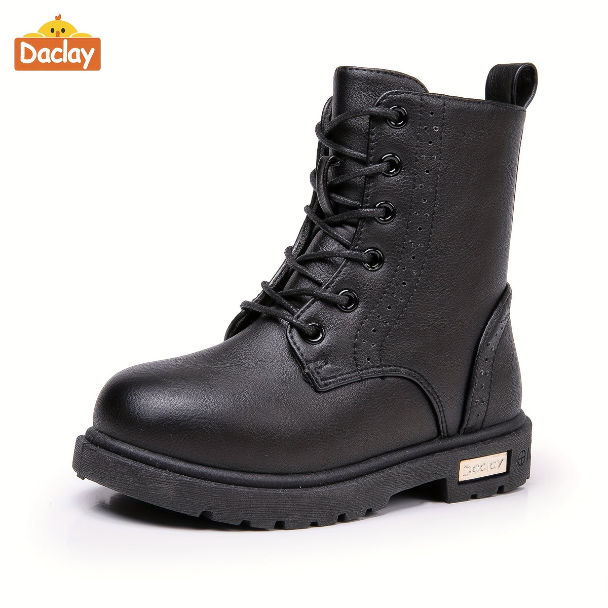 Boys Casual Boots in Black by Daclay, Solid-Color Slip-Resistant Outdoor Footwear for Toddler, Little Kid and Big Kid Fall and Winter Wear