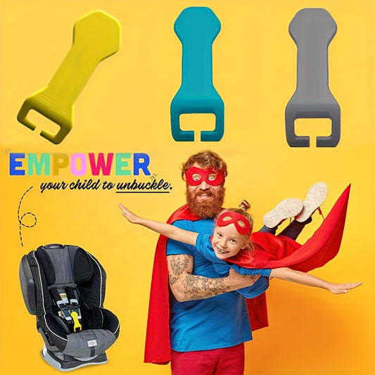 Car Seat Buckle Release Tool 2-Pack for Adults, Child Car Seat Harness Button Press Aid in Grey or Yellow, Compact Buckle Unfastening Accessory