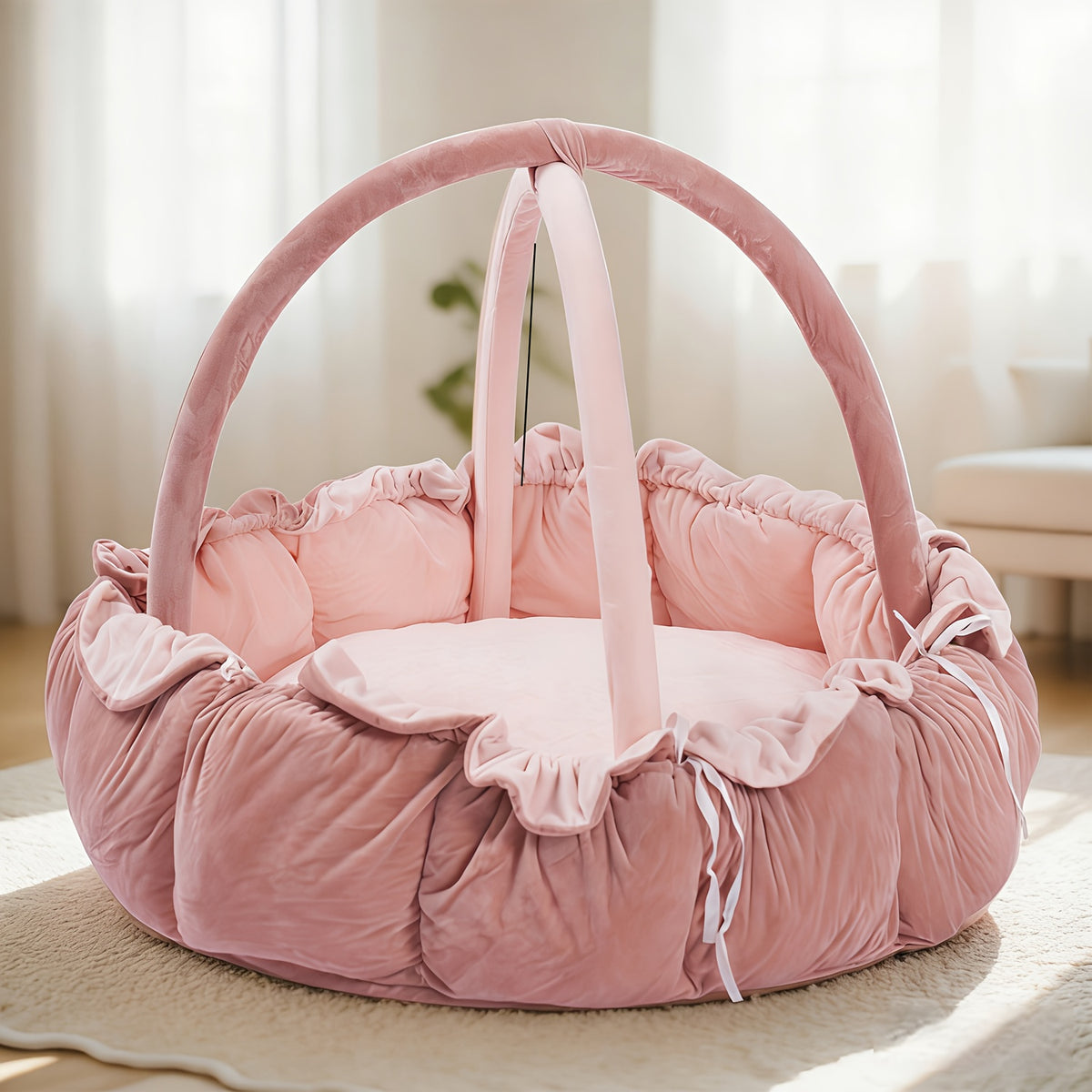 Plush Baby Play Gym Mat 5-in-1 Convertible Floor Cushion for Supervised Tummy Time and Toddler Play, Soft Padded Design in Gray, Pink, White or Brown