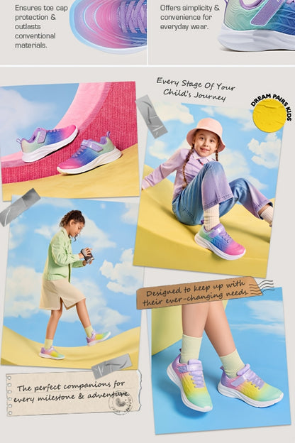 Kick-Resistant KPU Sneakers for Girls, Low-Top Kids' Tennis Shoes with Cushioned Sole, Round Toe and Closure for Toddler, Little Kid & Big Kid Casual Wear