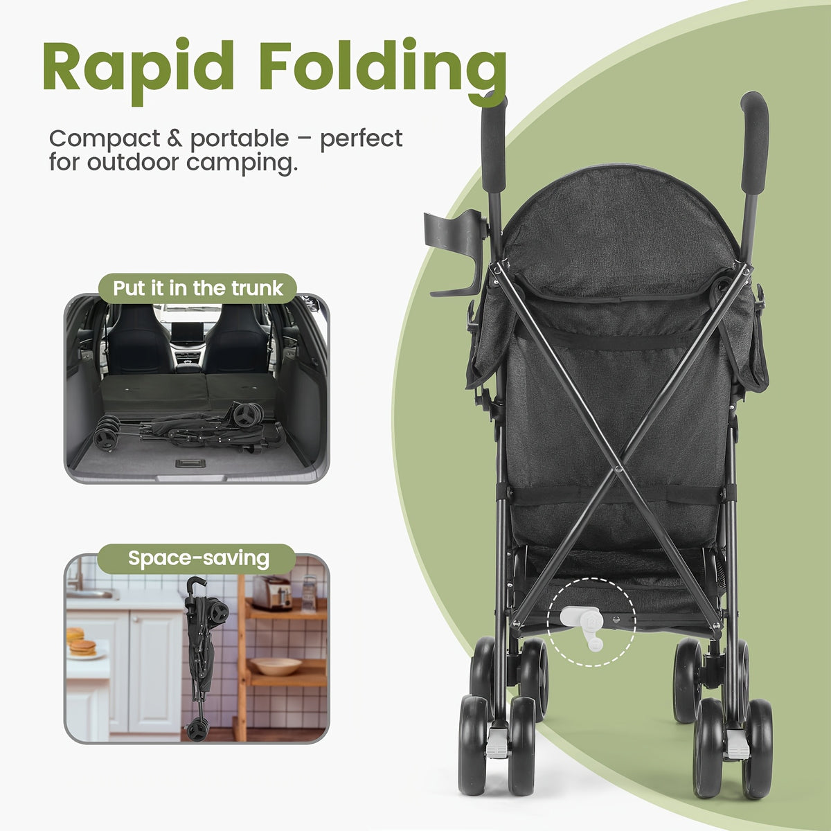 Compact Umbrella Stroller with Reclining Seat, Lightweight Folding Travel Pushchair with Canopy and Pop-Out Sun Visor in Pink or Gray