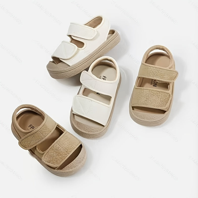 Toddler Summer Sandals with Soft Non-Slip Sole, Breathable Casual Shoes for Baby Boys and Girls, Dark Brown or White, US 4-8.5 Toddler Sizes