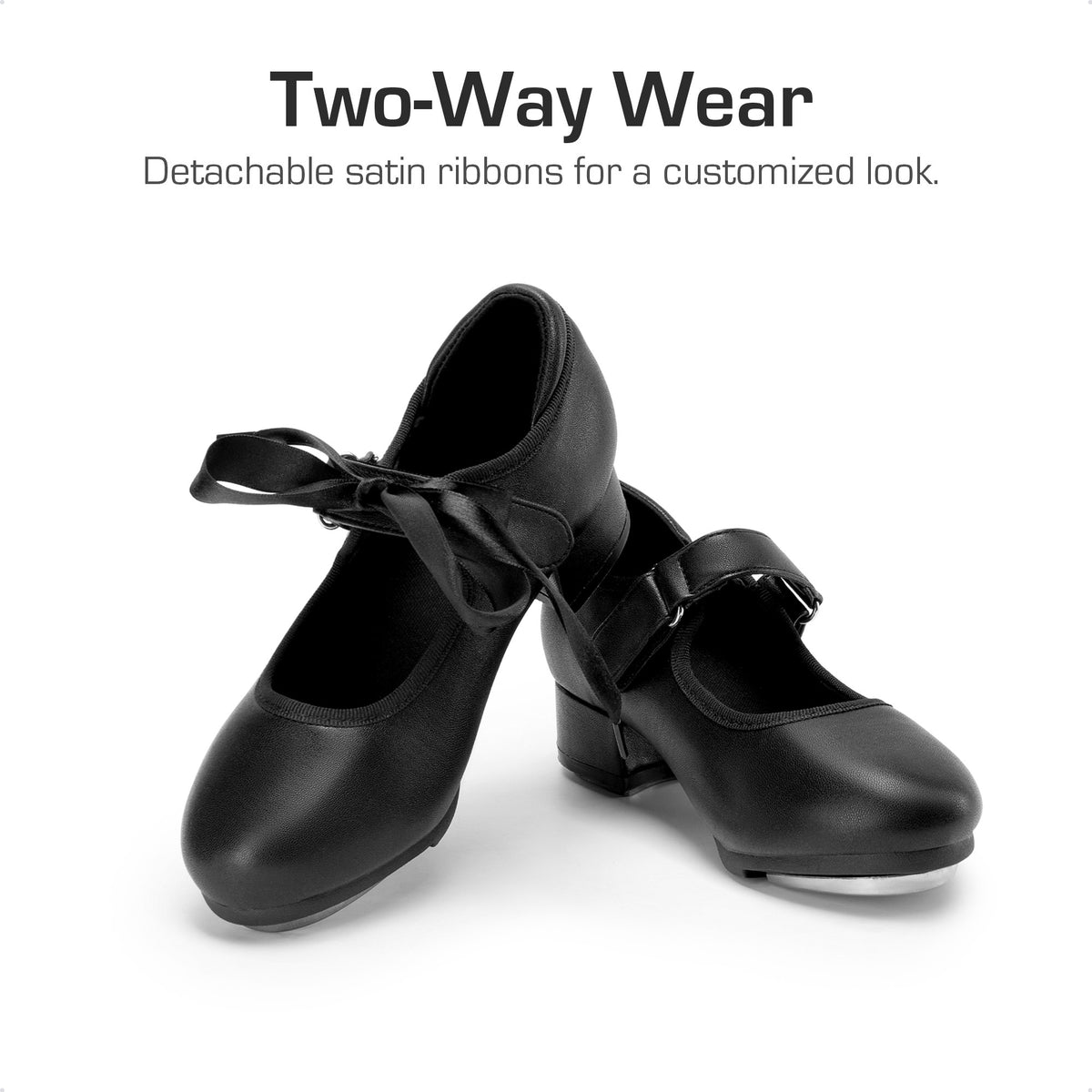 Children's Tap Shoes by DREAM PAIRS with Removable Satin Ribbons, Hook-and-Loop Strap and Cushioned Latex Insole for Girls and Boys Dance Classes and Recitals