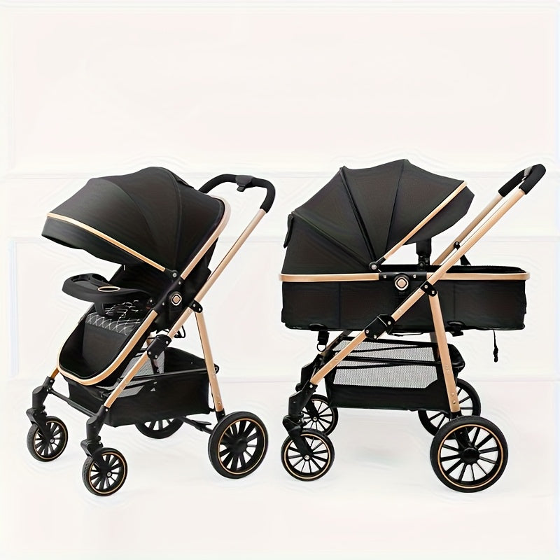 Lightweight Travel Stroller with Quick-Folding Design, Adjustable Backrest, Canopy and Storage Basket, Black Baby Pushchair for Everyday Outings