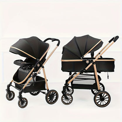 Lightweight Travel Stroller with Quick-Folding Design, Adjustable Backrest, Canopy and Storage Basket, Black Baby Pushchair for Everyday Outings