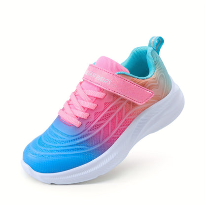 Kick-Resistant KPU Sneakers for Girls, Low-Top Kids' Tennis Shoes with Cushioned Sole, Round Toe and Closure for Toddler, Little Kid & Big Kid Casual Wear