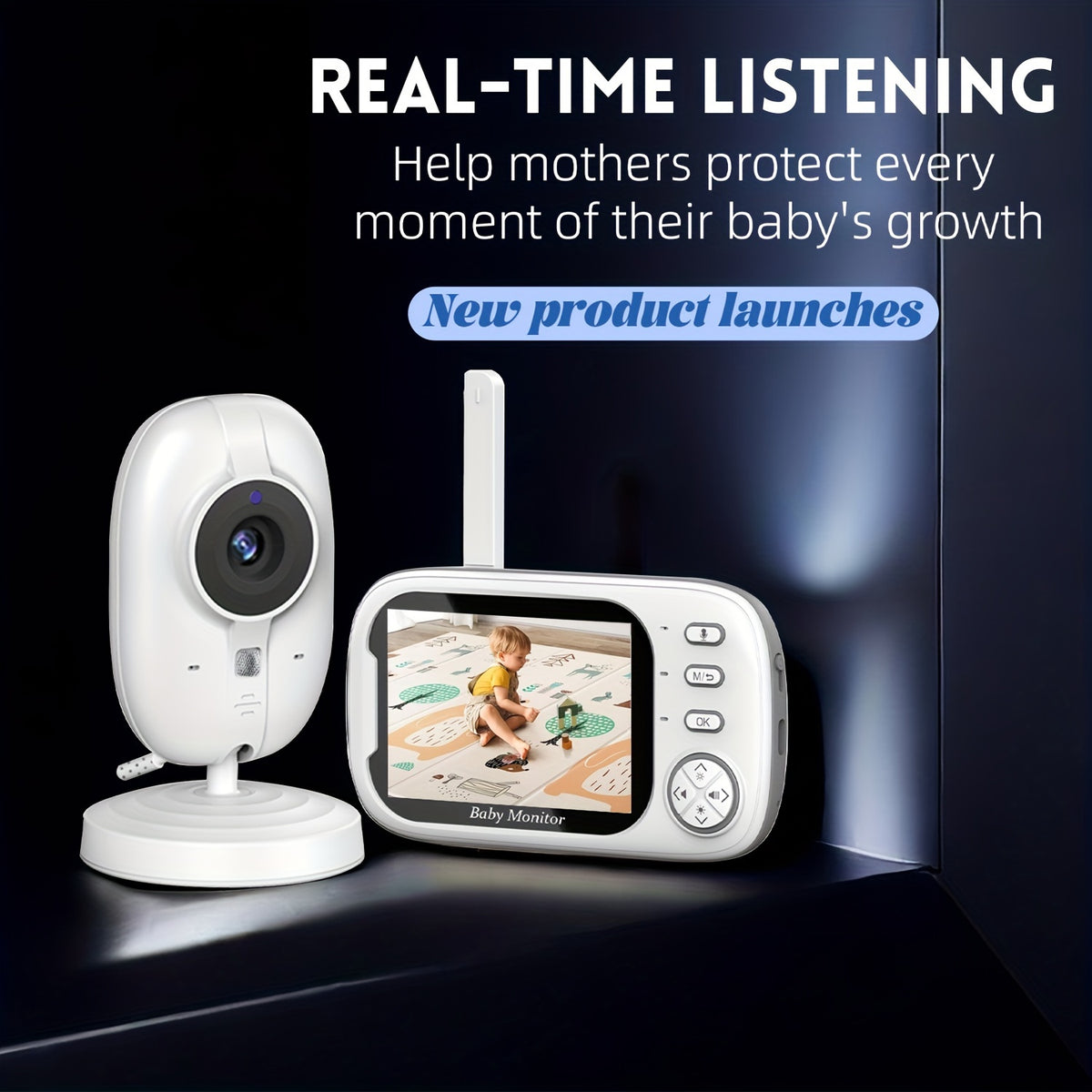 Video Baby Monitor with Camera and Night Vision, No-WiFi ABM 600 Nursery Monitor with Two-Way Talk, VOX Mode, Temperature Sensor and 8 Lullabies