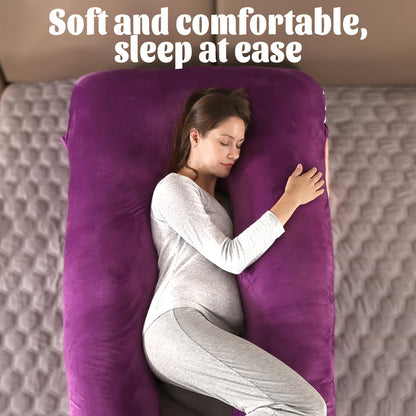 Maternity Back Neck and Leg Support Pillow, U-Shaped Portable Pregnancy Pillow, Soft Comfortable Polyester Body Pillow for Expecting Moms, Hand Wash or Dry Clean, Full Body Pregnancy Support