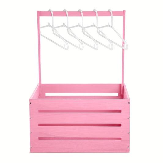Wooden Baby Shower Gift Box with Handles, Pink Wardrobe-Style Keepsake Basket for New Parents, Gender Reveal Parties and Baptism Presents
