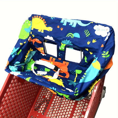 Baby Shopping Cart Seat Cover and High Chair Cushion, Portable Machine-Washable Padded Seat with Safety Straps and Attached Storage Bag