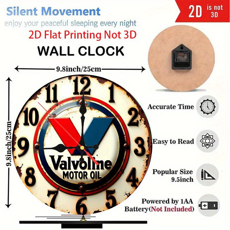 Halloween Wooden Wall Clock with Silent Matte Pendulum, 2D Flat Decorative Clock for Living Room, Bedroom, Office or Garage Seasonal Decor