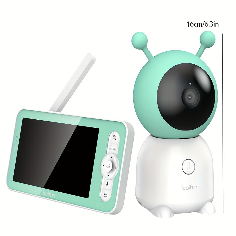2K WiFi Baby Monitor with 5-Inch Screen and Camera, BOIFUN Nursery Video Monitor with Night Vision, Auto Tracking, Two-Way Audio and Smartphone App