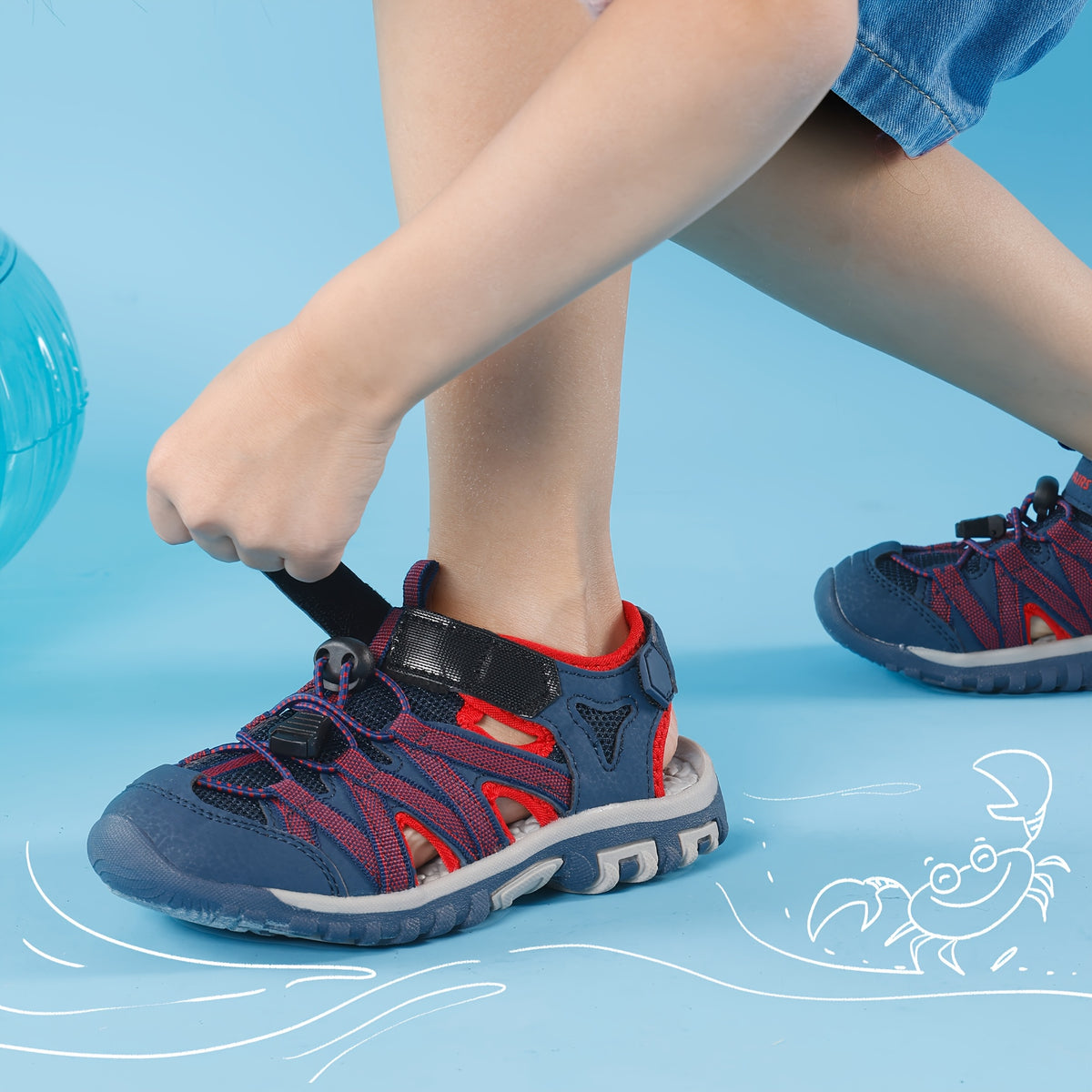 Kids Mesh Closed-Toe Sandals for Boys and Girls | Adjustable Two-Strap Outdoor Summer Shoes with EVA Soles for Toddler to Big Kid Sizes