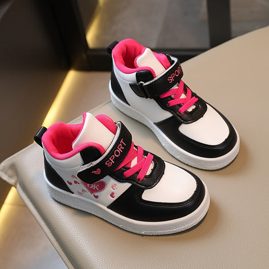Low-Top Kids Sport Sneakers with Fabric Insoles, Casual Athletic Shoes for Boys and Girls in Black, White or Pink Styles, Toddler and Little Kid Sizes