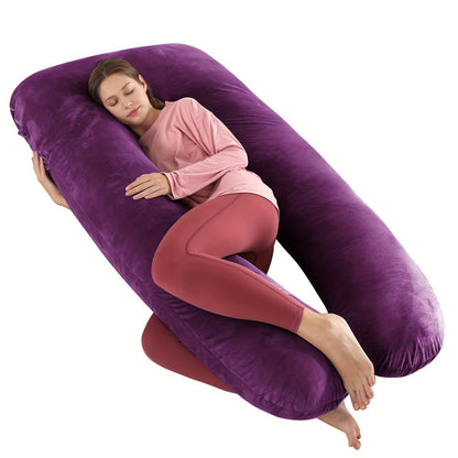 Maternity Back Neck and Leg Support Pillow, U-Shaped Portable Pregnancy Pillow, Soft Comfortable Polyester Body Pillow for Expecting Moms, Hand Wash or Dry Clean, Full Body Pregnancy Support