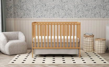 5-in-1 Convertible Crib by Goldzone, New Zealand Pine Wood Baby Crib with 4 Adjustable Mattress Heights, Toddler, Daybed and Full-Bed Options