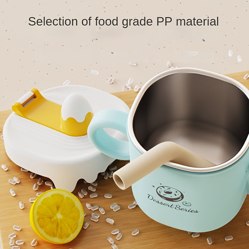 Toddler Straw Cup with 316 Stainless Steel Liner, 8.79 oz Handled Sippy Cup with Measurement Scale in Butter Yellow or Apple Green for Daily Drinks