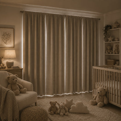 Blue Nursery Blackout Curtains 4-Panel Set, 52 x 63 Inch Coated-Lining Window Drapes with Four Hanging Methods for Bedroom Privacy