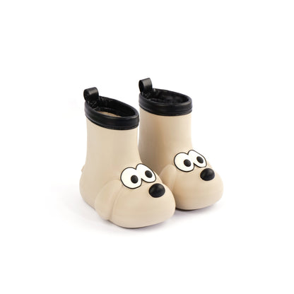 Dog Paw EVA Rain Boots for Kids, Lightweight Waterproof Boots with Non-Slip Sole in Beige or Yellow for Rainy Days, Puddle Play and Outdoor Adventures