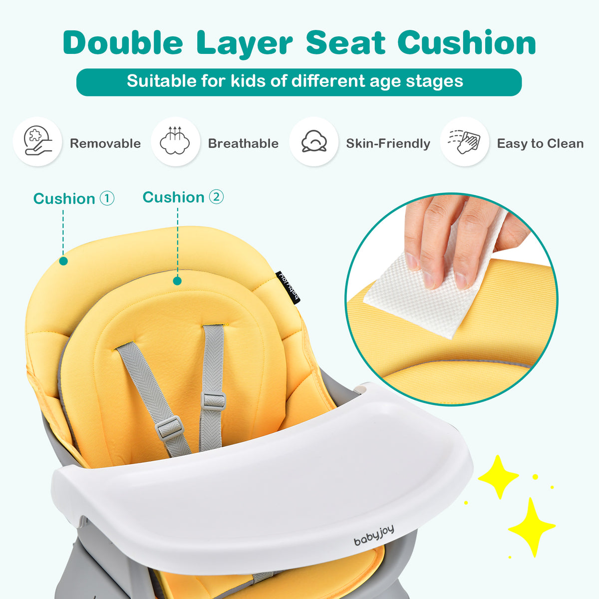 8-in-1 Baby High Chair with Activity Table, BABYJOY Convertible Feeding Seat with Removable Tray, Booster Mode and 5-Point Harness for Ages 6 Months to 6 Years