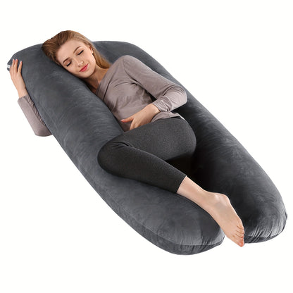 Maternity Back Neck and Leg Support Pillow, U-Shaped Portable Pregnancy Pillow, Soft Comfortable Polyester Body Pillow for Expecting Moms, Hand Wash or Dry Clean, Full Body Pregnancy Support