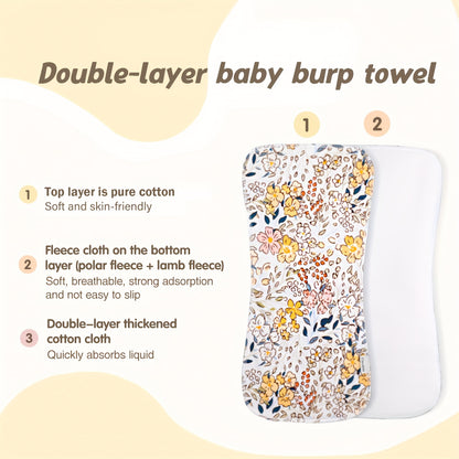 Contoured Burp Cloths 5-Pack for Newborn Feeding, Soft Absorbent Shoulder Burp Rags with Printed Pink, Blue and Mixed Color Style Options