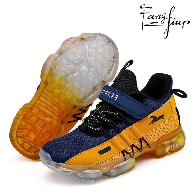 Kids Knit Mesh Running Shoes by FANGFIUP, Breathable Lightweight Round-Toe Sneakers for Boys' Active Play, Training and Everyday Outings