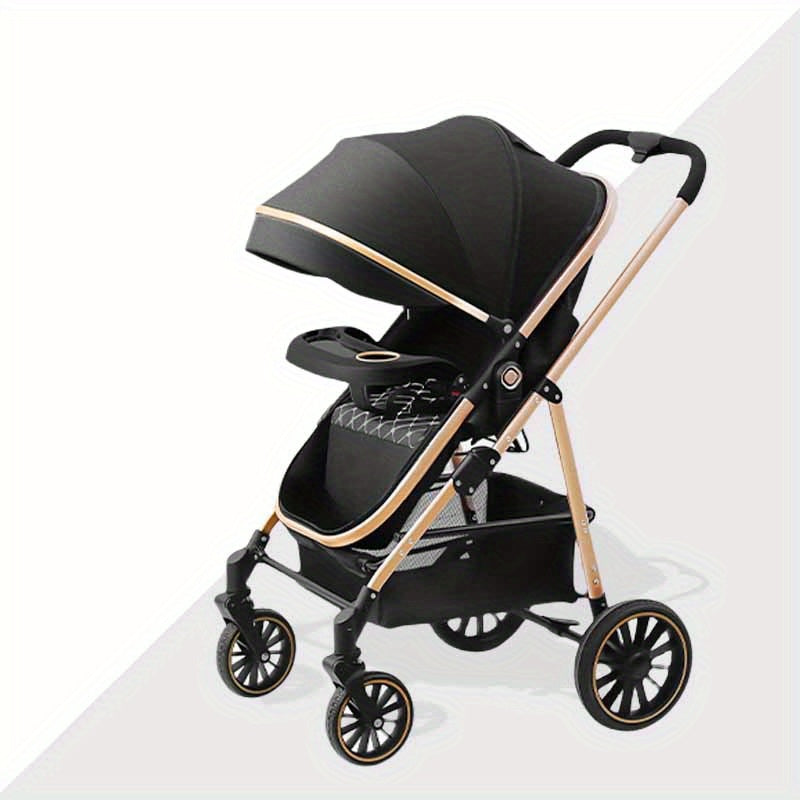 Lightweight Travel Stroller with Quick-Folding Design, Adjustable Backrest, Canopy and Storage Basket, Black Baby Pushchair for Everyday Outings