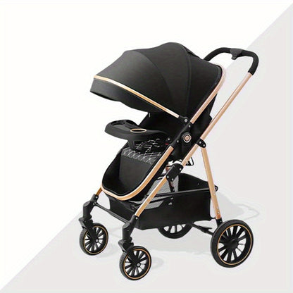 Lightweight Travel Stroller with Quick-Folding Design, Adjustable Backrest, Canopy and Storage Basket, Black Baby Pushchair for Everyday Outings