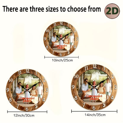 Silent Personalized Photo Nursery Clock with Custom Printed Design, Round 2D Battery-Operated Wall Decor for Baby Room or Bedroom in Two Sizes